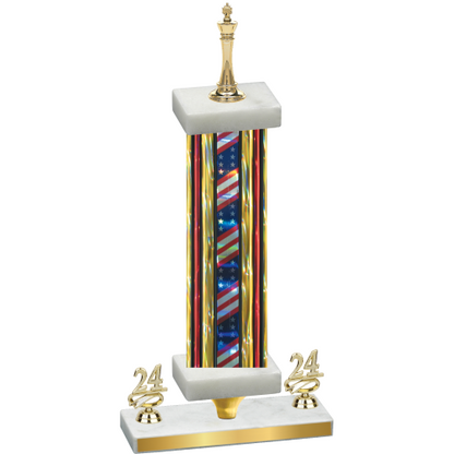 Premium Single Flag USA Year Chess Trophy