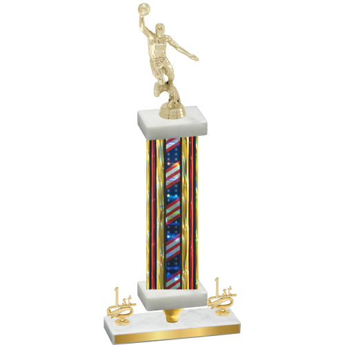 Premium Single Flag USA First Place Basketball Trophy