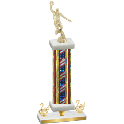 Premium Single Flag USA Second Place Basketball Trophy