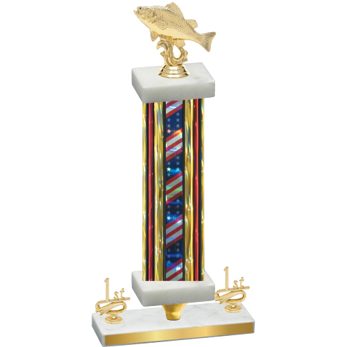 Premium Single Flag USA First Place Fishing Trophy