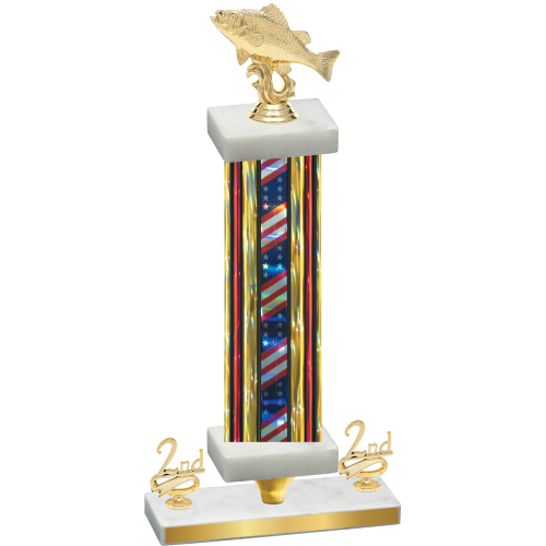 Premium Single Flag USA Second Place Fishing Trophy