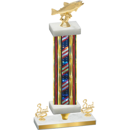 Premium Single Flag USA Third Place Fishing Trophy