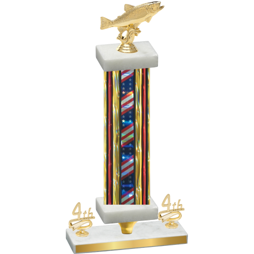 Premium Single Flag USA Fourth Place Fishing Trophy