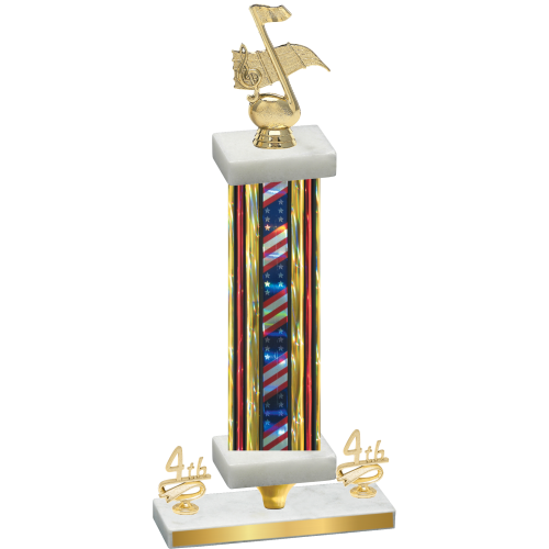 Premium Single Flag USA Fourth Place Music Trophy