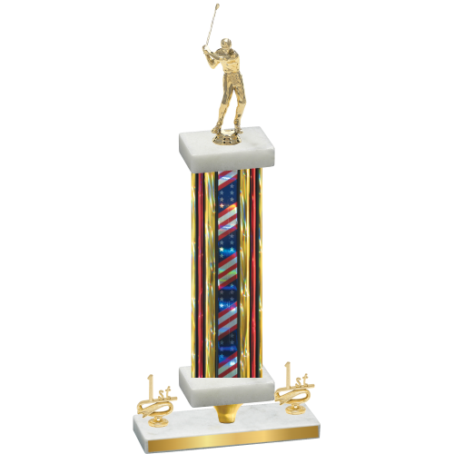 Premium Single Flag USA First Place Golf Trophy