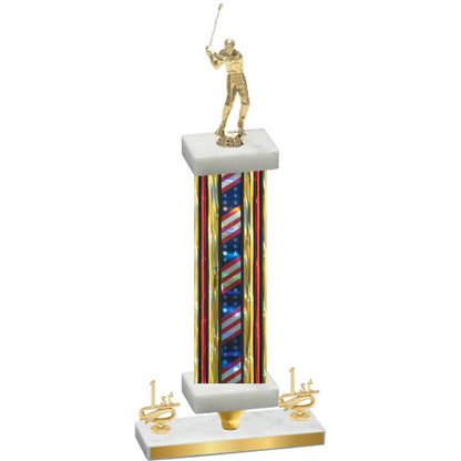 Premium Single Flag USA First Place Golf Trophy