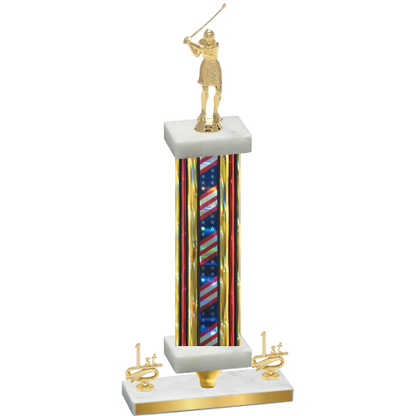 Premium Single Flag USA First Place Golf Trophy