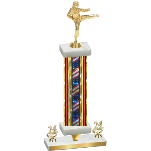 Premium Single Flag USA Year Karate Trophy