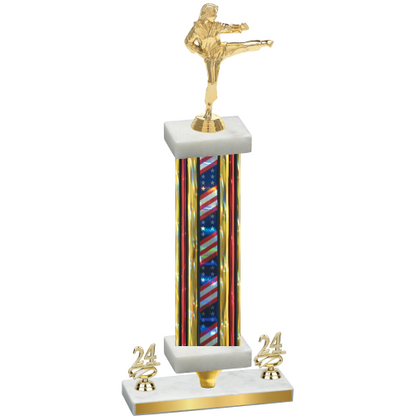 Premium Single Flag USA Year Karate Trophy
