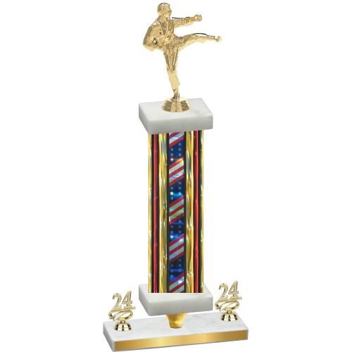 Premium Single Flag USA Year Karate Trophy