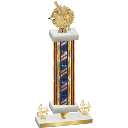 Premium Single Flag USA Fourth Place Baseball Trophy