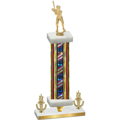 Premium Single Flag USA Victory Baseball Trophy