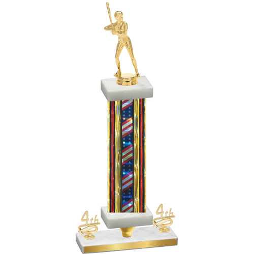 Premium Single Flag USA Fourth Place Softball Trophy