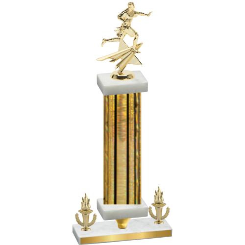 Premium Single Gold Glacier Victory Flag Football Trophy