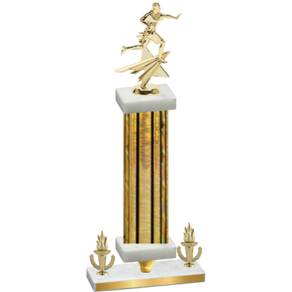 Premium Single Gold Glacier Victory Flag Football Trophy