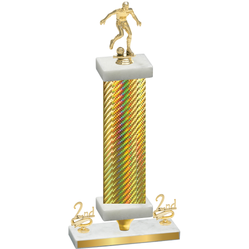 Premium Single Gold Carbon Fiber Second Place Soccer Trophy