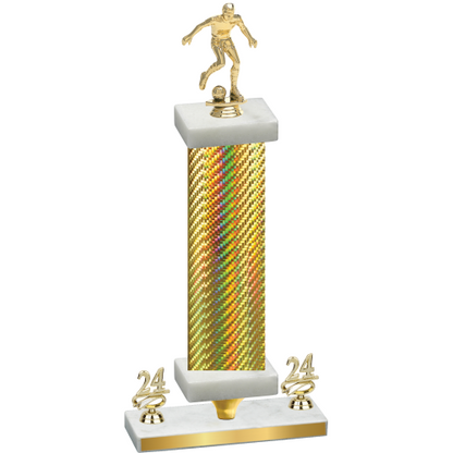 Premium Single Gold Carbon Fiber Year Soccer Trophy