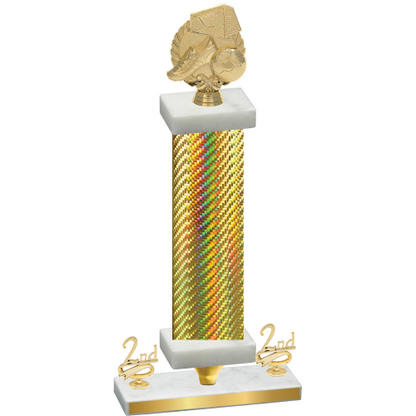 Premium Single Gold Carbon Fiber Second Place Soccer Trophy