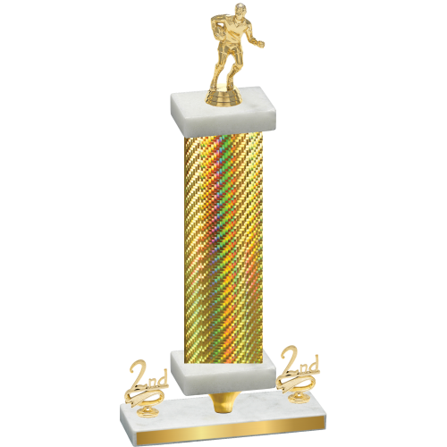 Premium Single Gold Carbon Fiber Second Place Rugby Trophy