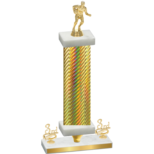Premium Single Gold Carbon Fiber Third Place Rugby Trophy