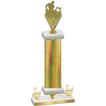 Premium Single Gold Carbon Fiber Second Place Rugby Trophy