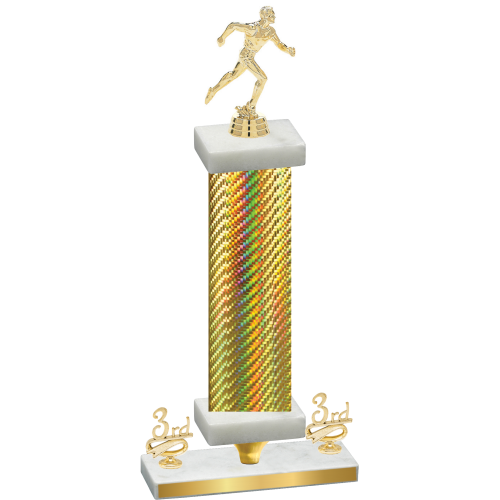 Premium Single Gold Carbon Fiber Third Place Running Trophy