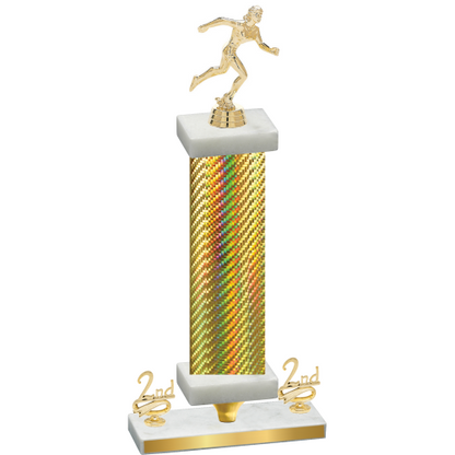 Premium Single Gold Carbon Fiber Second Place Running Trophy