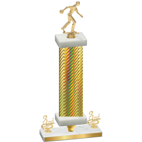 Premium Single Gold Carbon Fiber Third Place Bowling Trophy