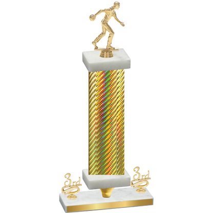 Premium Single Gold Carbon Fiber Third Place Bowling Trophy