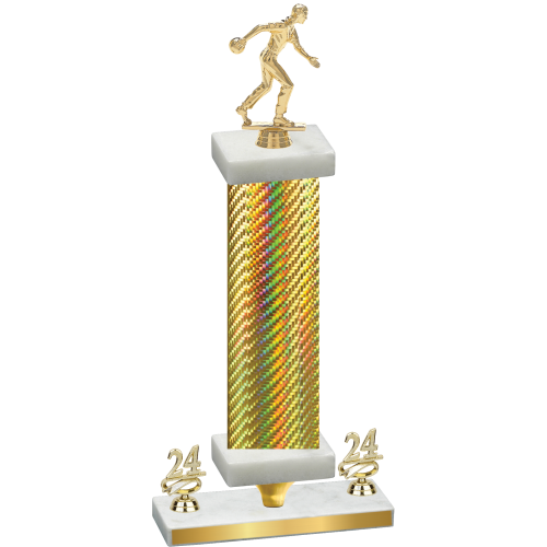 Premium Single Gold Carbon Fiber Year Bowling Trophy