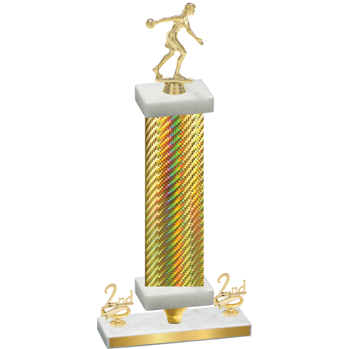 Premium Single Gold Carbon Fiber Second Place Bowling Trophy