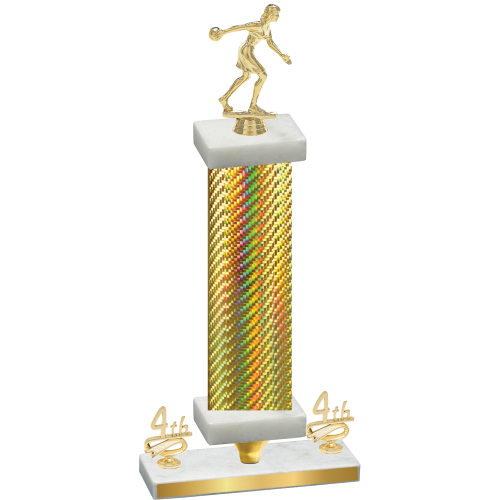 Premium Single Gold Carbon Fiber Fourth Place Bowling Trophy