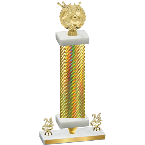 Premium Single Gold Carbon Fiber Year Bowling Trophy