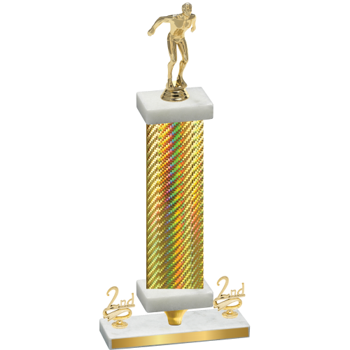 Premium Single Gold Carbon Fiber Second Place Swimming Trophy