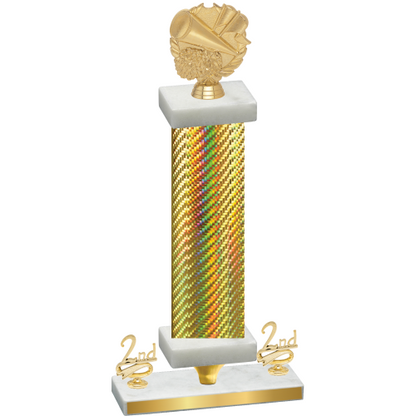 Premium Single Gold Carbon Fiber Second Place Cheerleading Trophy