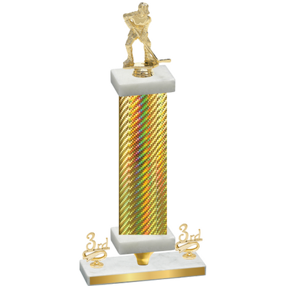 Premium Single Gold Carbon Fiber Third Place Hockey Trophy