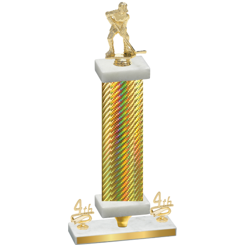 Premium Single Gold Carbon Fiber Fourth Place Hockey Trophy