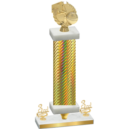 Premium Single Gold Carbon Fiber Third Place Basketball Trophy