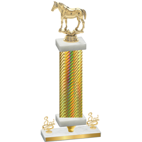 Premium Single Gold Carbon Fiber Third Place Horses Trophy