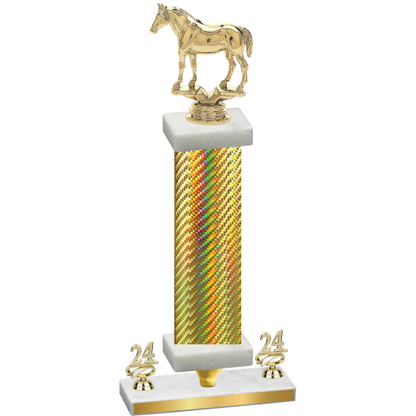 Premium Single Gold Carbon Fiber Year Horses Trophy