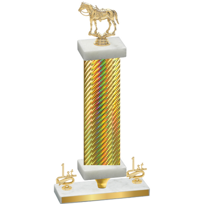Premium Single Gold Carbon Fiber First Place Horses Trophy