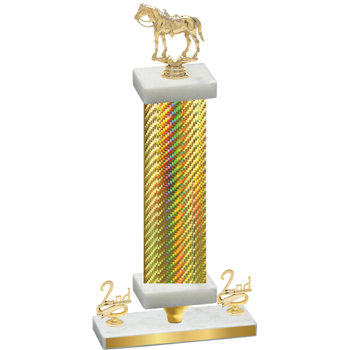 Premium Single Gold Carbon Fiber Second Place Horses Trophy