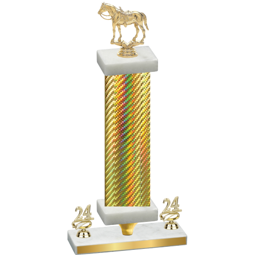 Premium Single Gold Carbon Fiber Year Horses Trophy