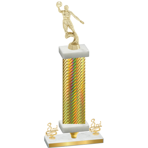 Premium Single Gold Carbon Fiber Third Place Basketball Trophy