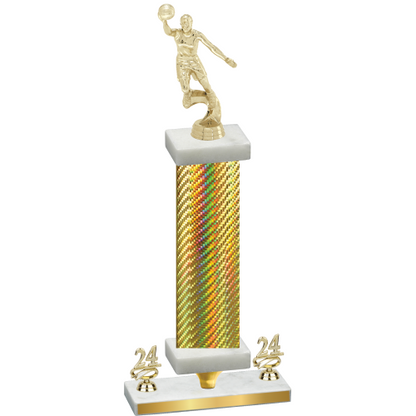 Premium Single Gold Carbon Fiber Year Basketball Trophy