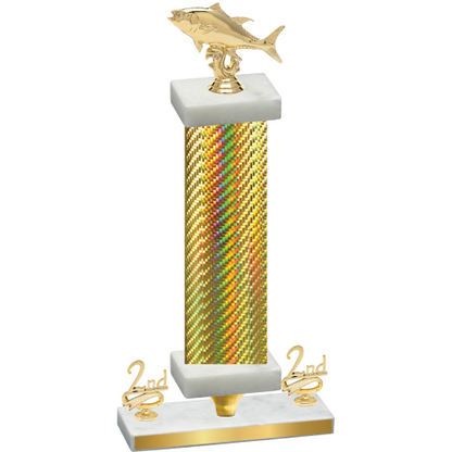 Premium Single Gold Carbon Fiber Second Place Fishing Trophy