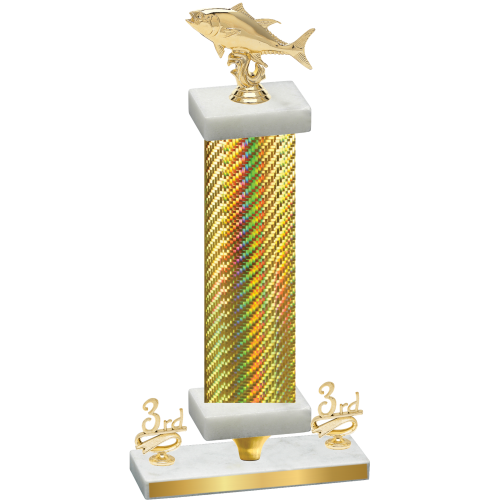 Premium Single Gold Carbon Fiber Third Place Fishing Trophy