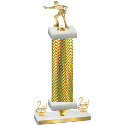 Premium Single Gold Carbon Fiber Second Place Shooter Trophy