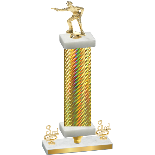 Premium Single Gold Carbon Fiber Third Place Shooter Trophy