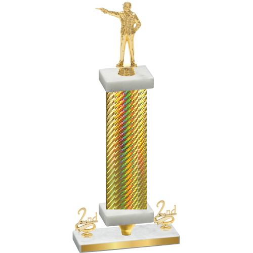 Premium Single Gold Carbon Fiber Second Place Shooter Trophy